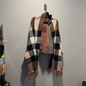 Plaid Fringe Shawl